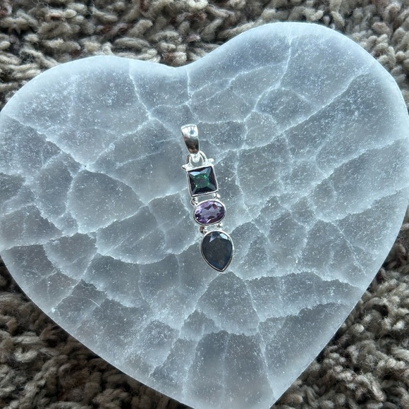 Multi stone sterling silver pendant - Picture 2 of 4